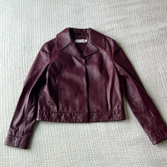 Tory Burch Jackets & Blazers - Tory Burch Red Lamb Leather Button Jacket